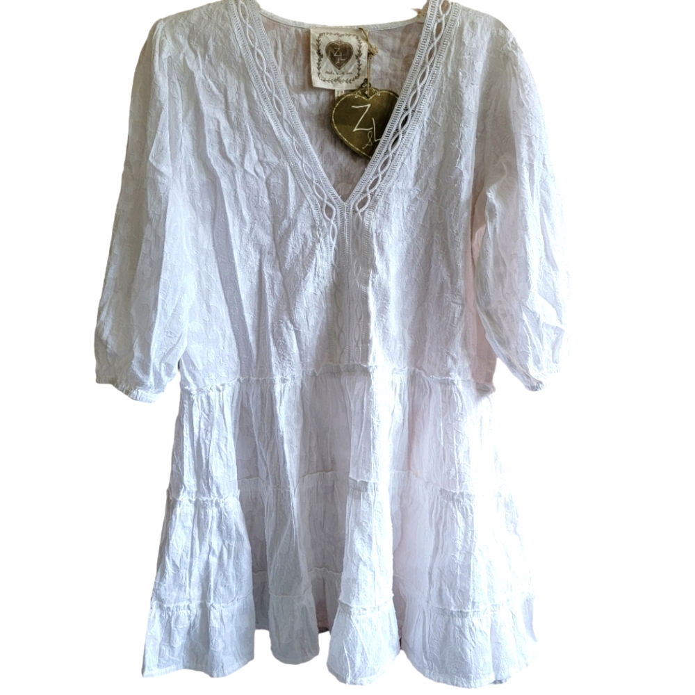 Z&L boho tiered boho dress. Mini. Size large. So super cute.